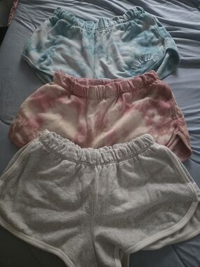 PINK Victoria's Secret Tie-Dye & Heather Grey Shorts 3-Pack